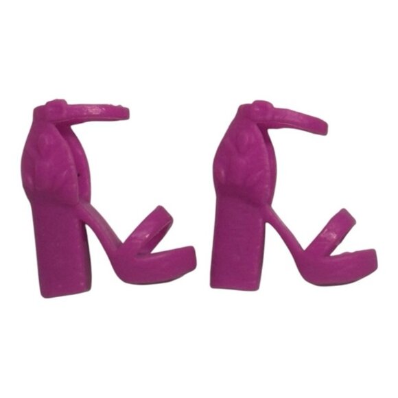 Barbie Shoes High Heels Block Hot Pink Open Toe Strap Fashionistas Genuine Part - Picture 6 of 6